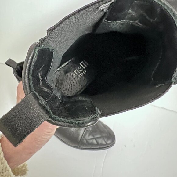 Fabianelli Black Leather Quilted Stretch Chelsea Ankle Boot Sz 37 - Picture 10 of 13